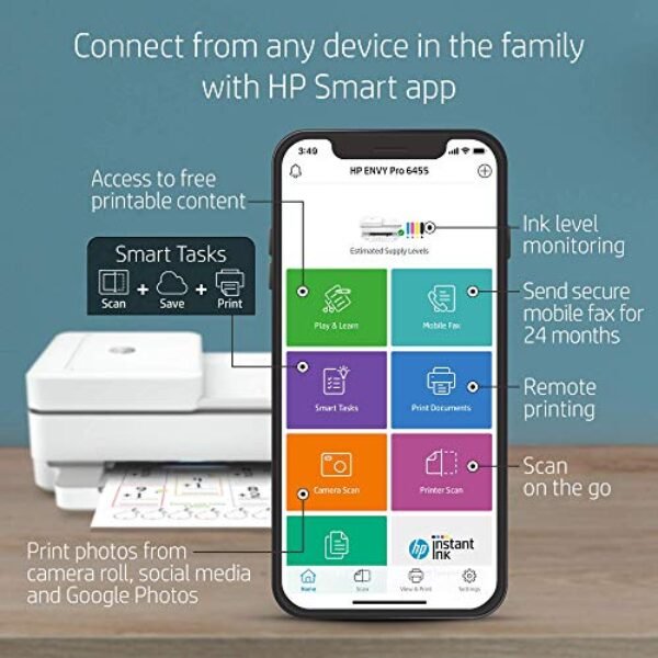 hp envy pro 6455 wireless all in one printer mobile print scan copy 1 2