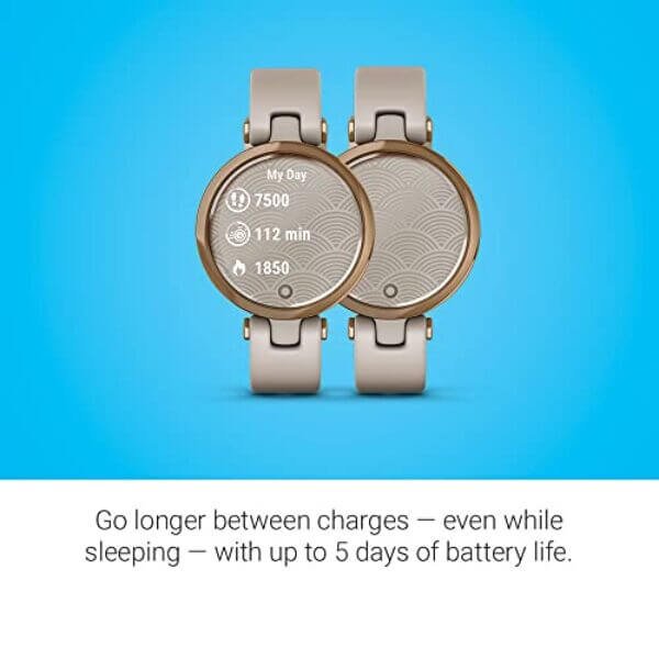 garmin lily small gps smartwatch with touchscreen and patterned lens rose 2