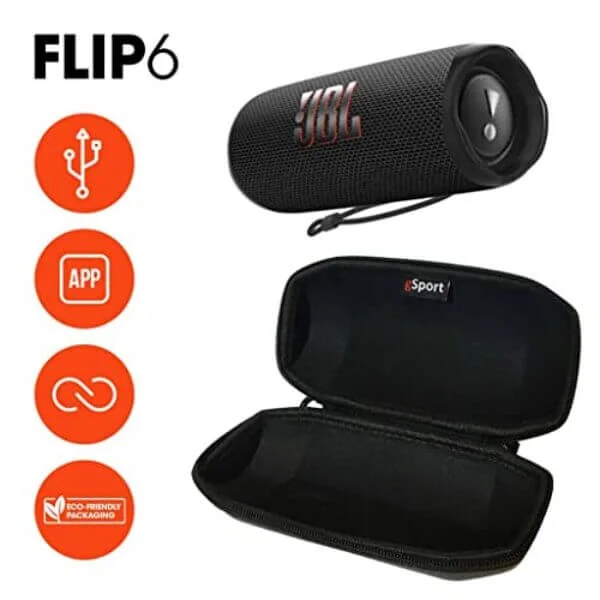 jbl flip 6 waterproof portable speaker bundle with gsport carbon fiber case 1