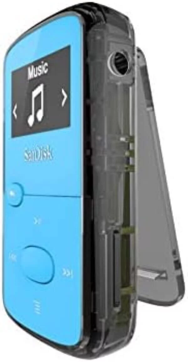 sandisk 8gb clip jam mp3 player blue microsd card slot and fm radio 1 2